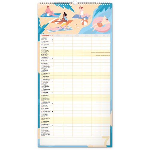 Nástěnný kalendář Rodinný plánovací XXL 2025 - 33 x 64 cm - obrázek