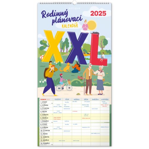 Nástěnný kalendář Rodinný plánovací XXL 2025 - 33 x 64 cm