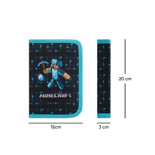 Školní penál jednopatrový BAAGL Minecraft Blue Axe - obrázek