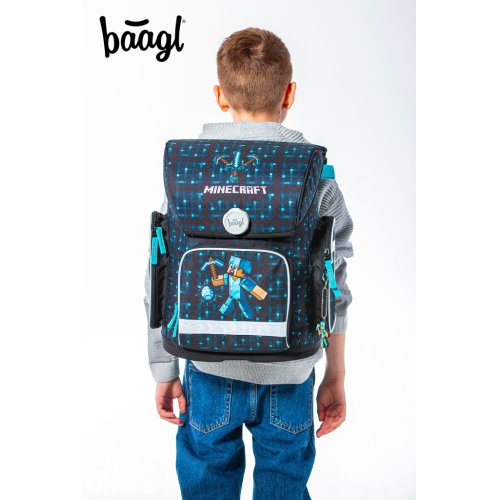 Školní aktovka BAAGL Ergo Minecraft Blue Axe - obrázek