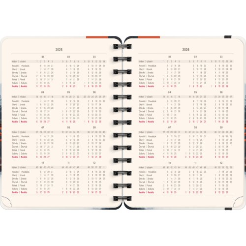 Diář 18-ti měsíční spirálový NOTIQUE Petito – Japonsko 2025/2026, 13 x 18 cm - obrázek