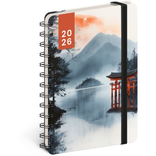 Diář 18-ti měsíční spirálový NOTIQUE Petito – Japonsko 2025/2026, 13 x 18 cm