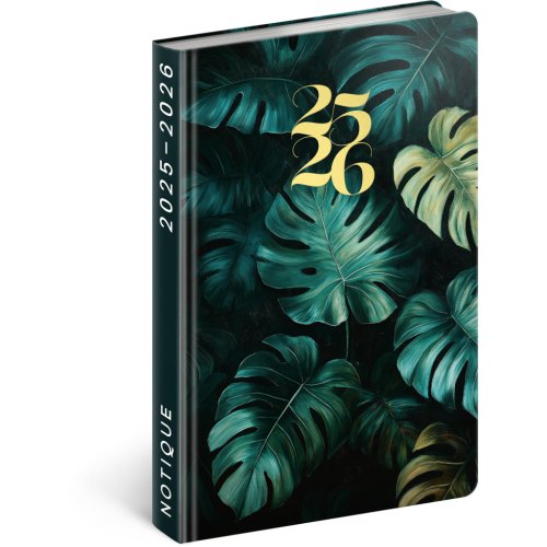 Diář 18-ti měsíční NOTIQUE Petito – Monstera 2025/2026, 11 x 17 cm
