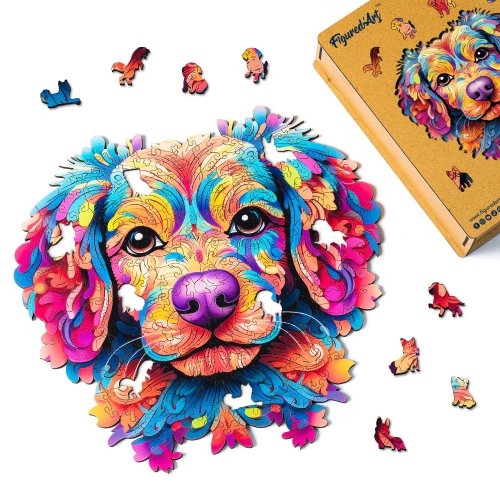 Dřevěné puzzle 2D sada - BAREVNÝ PES