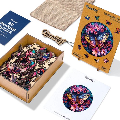 Dřevěné puzzle 2D sada - MOTÝL S KVĚTINAMI - HNWP894_06.jpg