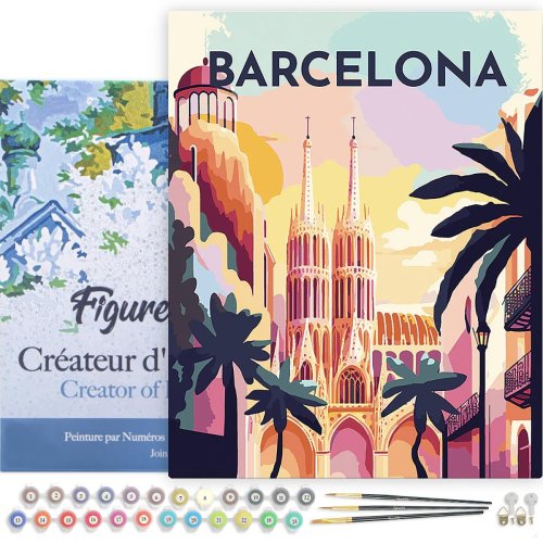 Malování podle čísel - VINTAGE BARCELONA na rámu 40 x 50 cm - FA10156-Y-02.jpg