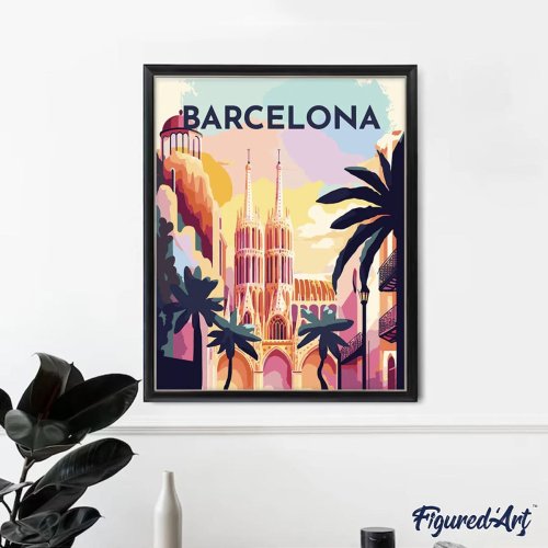 Malování podle čísel - VINTAGE BARCELONA na rámu 40 x 50 cm