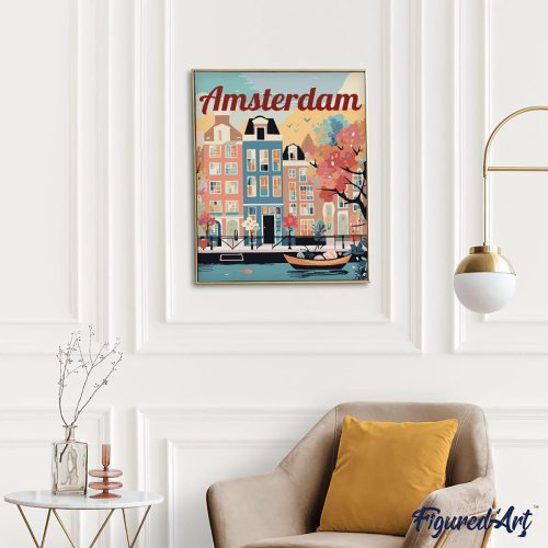 Malování podle čísel - VINTAGE AMSTERDAM bez rámu 40 x 50 cm