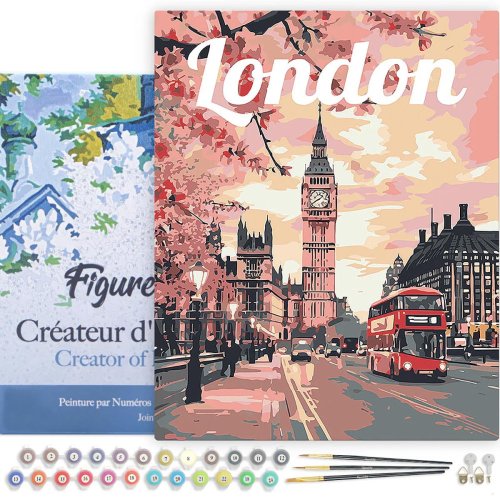 Malování podle čísel - VINTAGE ROZKVETLÝ LONDÝN na rámu 40 x 50 cm - FA10257-Y-02.jpg