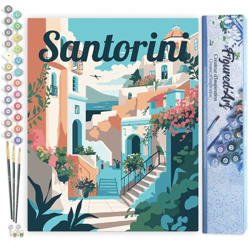 Malování podle čísel - VINTAGE ROZKVETLÉ SANTORINI bez rámu 40 x 50 cm - FA10264-02.jpg