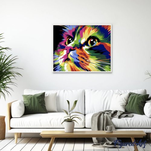 Malování podle čísel - ROZTOMILÁ POP ART KOČKA bez rámu 40 x 50 cm