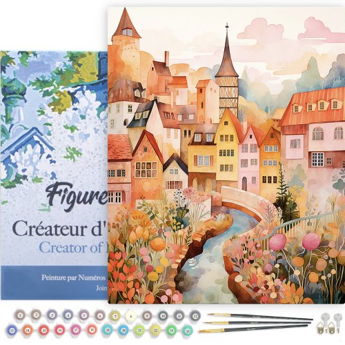 Malování podle čísel - KOUZELNÁ JANTAROVÁ VESNICE na rámu 40 x 50 cm - FA10517-Y-02.jpg