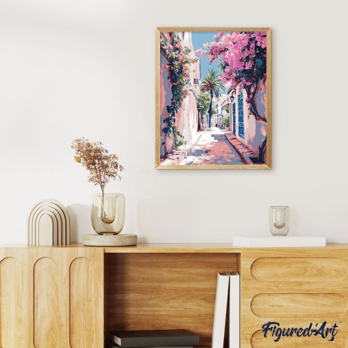 Malování podle čísel - ROZKVETLÁ ULIČKA na rámu 40 x 50 cm