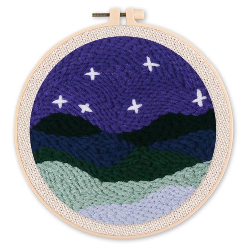 Vyšívání dutou jehlou sada - POD HVĚZDAMI 20x20 cm kulatý rám - CCX48_03.jpg