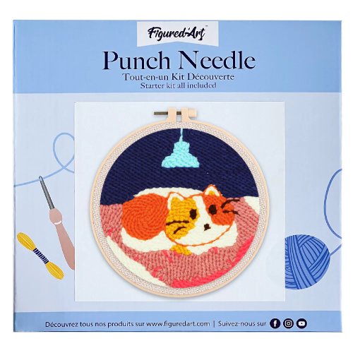 Vyšívání dutou jehlou sada - KOČKA V POSTELI 20x20 cm kulatý rám - CD0058_02.jpg