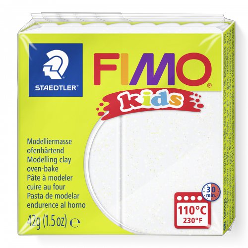 Fimo kids 42g - dětská modelovací hmota BÍLÁ SE TŘPYTKAMI