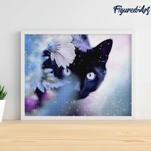 Diamantové malování - ČERNÁ KOČKA 40 x 50 cm bez rámu