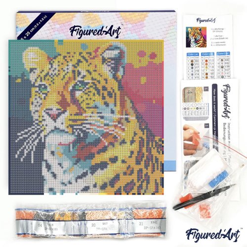 Mini diamantové malování - LEOPARD POP ART 25 x 25 cm na rámu - DP-SFA095-Y-14.jpg