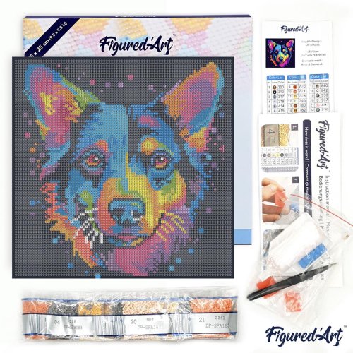 Mini diamantové malování - BAREVNÝ PES POP ART 25 x 25 cm na rámu - DP-SFA098-Y-14.jpg