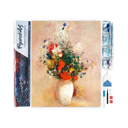Diamantové malování - VÁZA S KVĚTINAMI Odilon Redon bez rámu 40 x 50cm