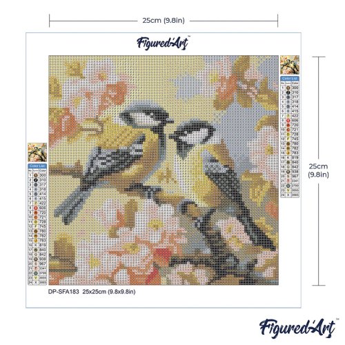 Mini diamantové malování - DVA PTÁČCI NA KVETOUCÍ VĚTVIČCE bez rámu 25 x 25 cm - DP-SFA183-15.jpg