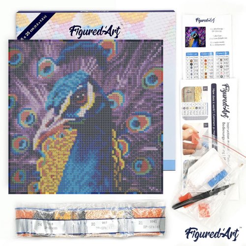 Mini diamantové malování - KRÁSNÝ PÁV na rámu 25 x 25 cm - DP-SFA186-Y-14.jpg