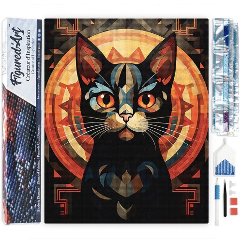 Diamantové malování - ČERNÁ KOČKA ART DECO 40 x 50 cm bez rámu - DP-FA10224-02.jpg