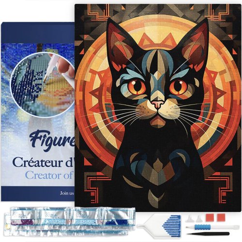 Diamantové malování - ČERNÁ KOČKA ART DECO 40 x 50 cm na rámu - DP-FA10224-Y-02.jpg