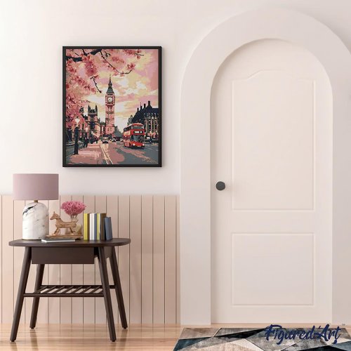 Diamantové malování - ROZKVETLÝ LONDÝN 40 x 50 cm na rámu