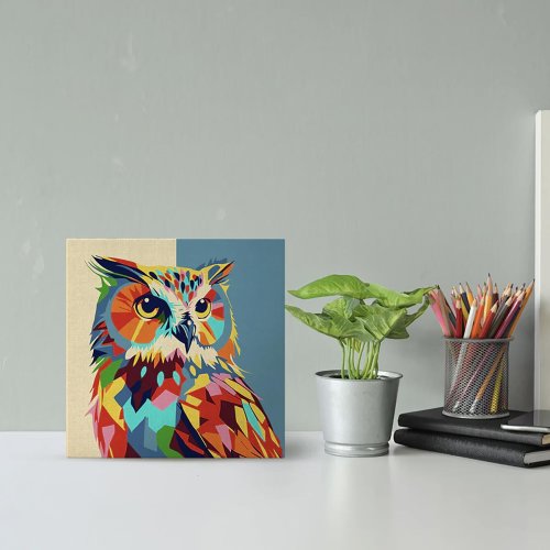 Mini malování podle čísel - SOVA POP ART na rámu 20 x 20 cm