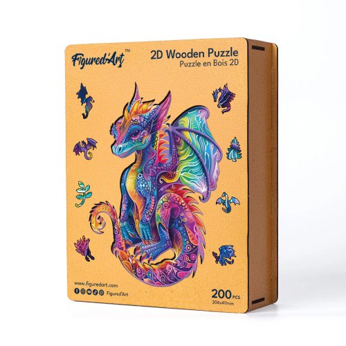 Dřevěné puzzle 2D sada - ZÁŘIVÝ DRAK - WP-FA1015_02.jpg