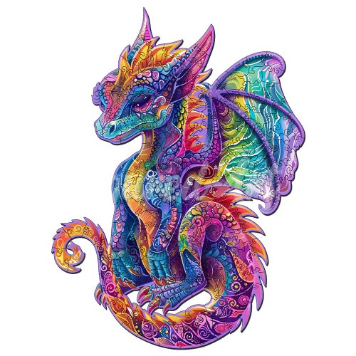 Dřevěné puzzle 2D sada - ZÁŘIVÝ DRAK - WP-FA1015_03.jpg