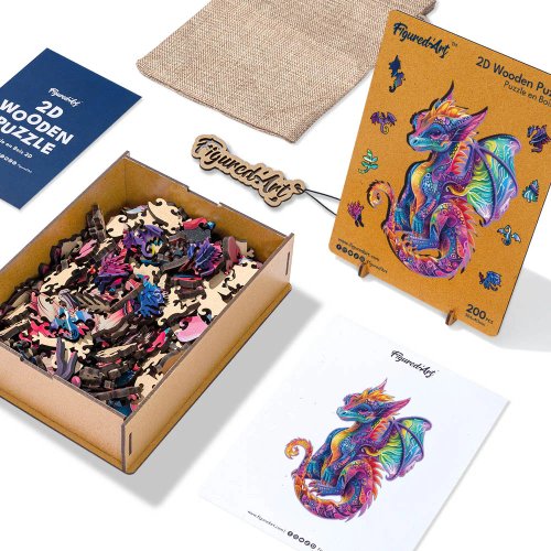 Dřevěné puzzle 2D sada - ZÁŘIVÝ DRAK - WP-FA1015_06.jpg