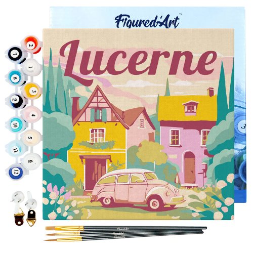 Mini malování podle čísel - Travel Poster LUZERN 20 x 20 cm na rámu