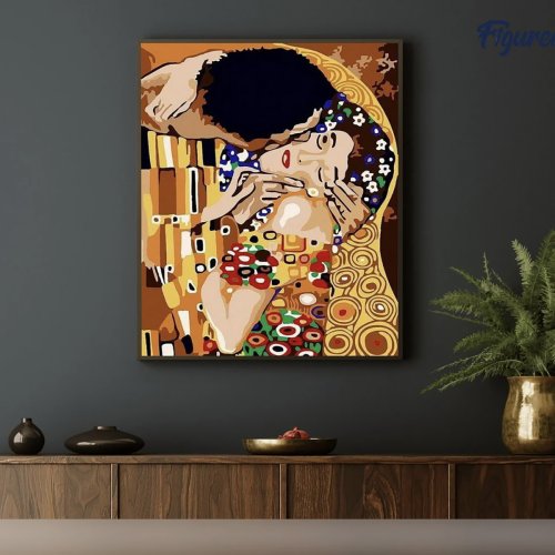 Malování podle čísel - GUSTAV KLIMT POLIBEK na rámu 40 x 50 cm