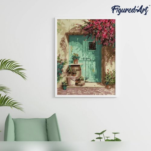 Malování podle čísel - ROMANTICKÉ DVEŘE na rámu 40 x 50 cm