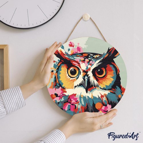 Malování podle čísel na dřevu - SOVA  průměr 30 cm - RFA021_02.jpg