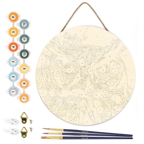 Malování podle čísel na dřevu - SOVA  průměr 30 cm - RFA021_04.jpg