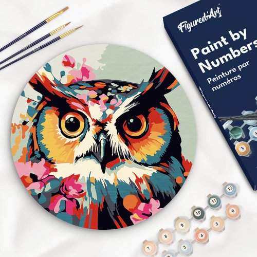 Malování podle čísel na dřevu - SOVA  průměr 30 cm - RFA021_07.jpg