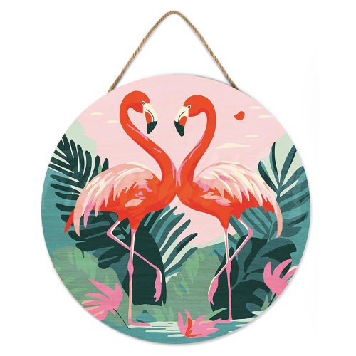 Malování podle čísel na dřevu - PLAMEŇÁCI  průměr 30 cm - RFA026_06.jpg