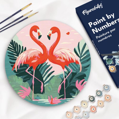 Malování podle čísel na dřevu - PLAMEŇÁCI  průměr 30 cm - RFA026_07.jpg