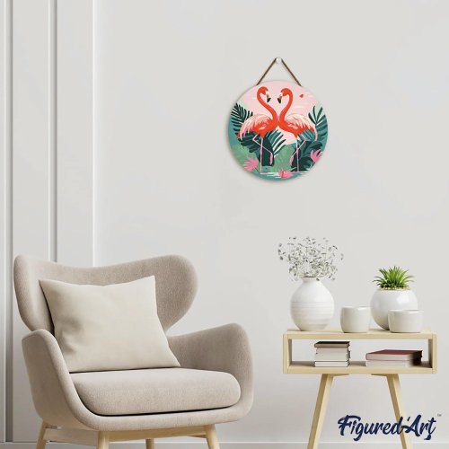 Malování podle čísel na dřevu - PLAMEŇÁCI  průměr 30 cm