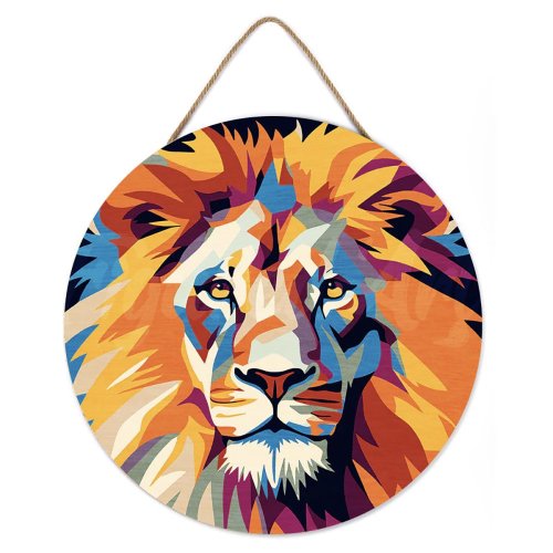 Malování podle čísel na dřevu - LEV  průměr 30 cm - RFA027_06.jpg