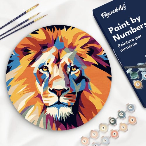 Malování podle čísel na dřevu - LEV  průměr 30 cm - RFA027_07.jpg