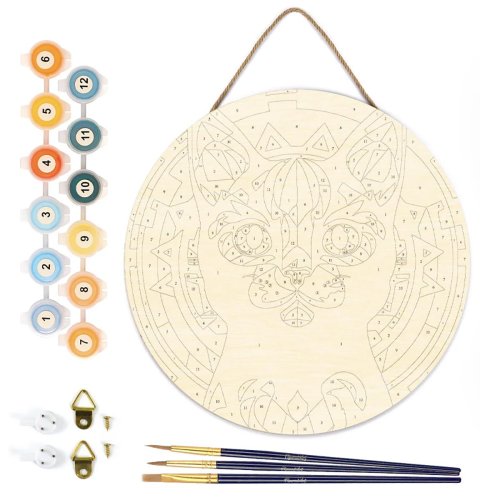 Malování podle čísel na dřevu - ČERNÁ KOČKA ART DECO průměr 30 cm - RFA032_04.jpg