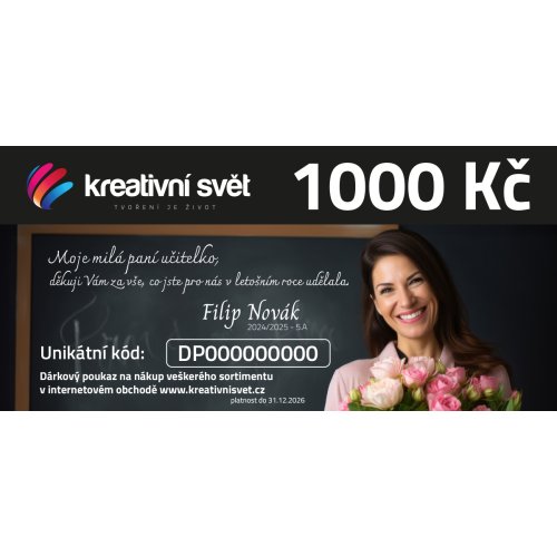 Dárek pro paní učitelku - poukaz na 1000 Kč