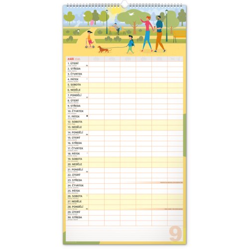 Rodinný plánovací kalendář nástěnný NOTIQUE XXL 2026, 33 x 64 cm - obrázek