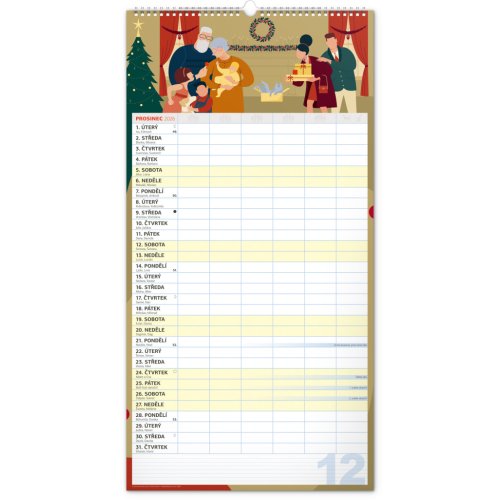 Rodinný plánovací kalendář nástěnný NOTIQUE XXL 2026, 33 x 64 cm - obrázek