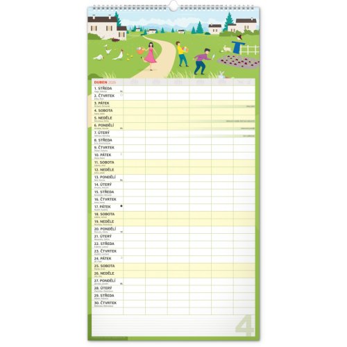 Rodinný plánovací kalendář nástěnný NOTIQUE XXL 2026, 33 x 64 cm - obrázek