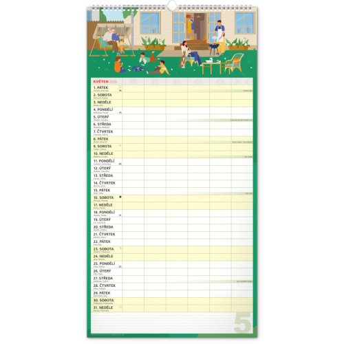 Rodinný plánovací kalendář nástěnný NOTIQUE XXL 2026, 33 x 64 cm - obrázek